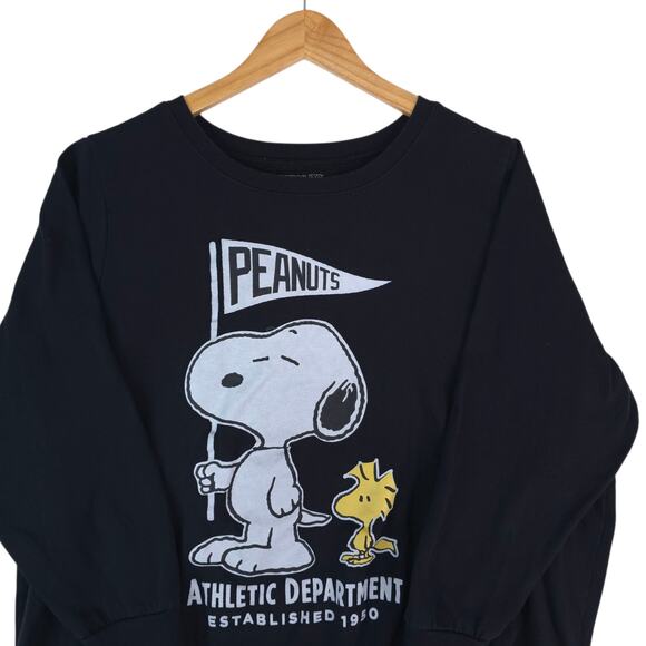 Peanuts Snoopy Woodstock Sweatshirt Womens 2 Black Crewneck Pullover Long Sleeve - Picture 3 of 8